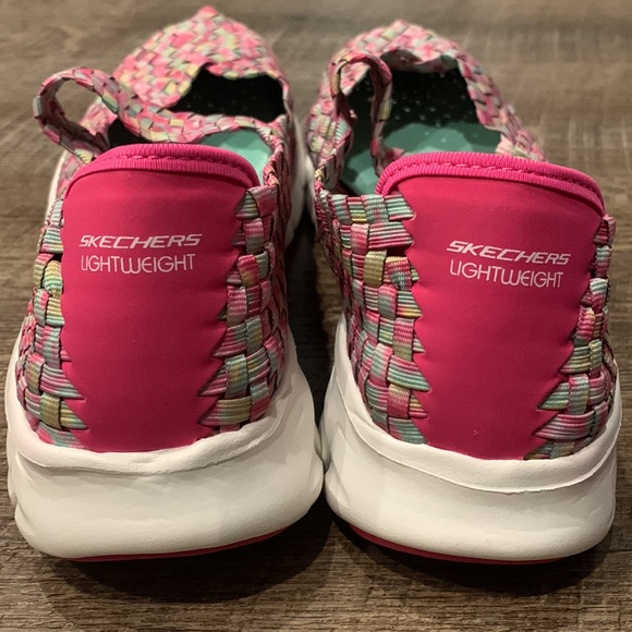NEW Skechers Woven Mary Janes Slip on Sneaker shoe with memory foam, Pink Sz 7.5 - Picture 3 of 9